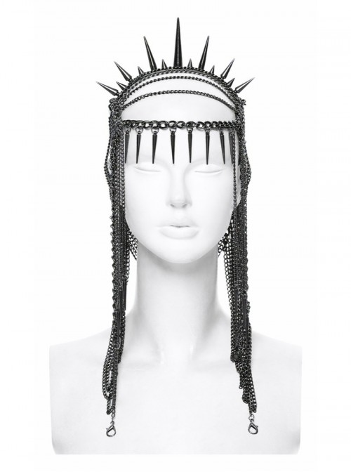 Black Chain Individual Thorn Spike Rivet Punk Style Crown