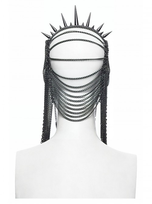 Black Chain Individual Thorn Spike Rivet Punk Style Crown