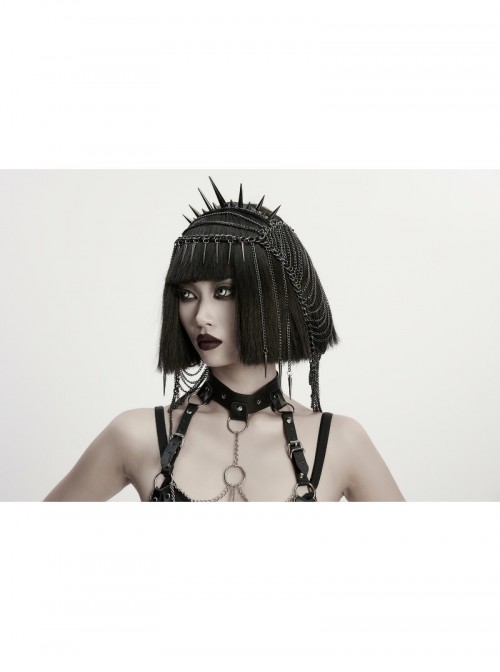 Black Chain Individual Thorn Spike Rivet Punk Style Crown