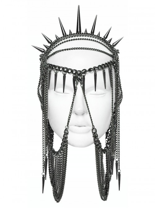Black Chain Individual Thorn Spike Rivet Punk Style Crown