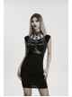 Black Artificial Leather Sexy Hollow Design Skull Studs D-Ring Buckle Chains Rock Punk Bustier