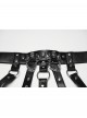 Black Artificial Leather Sexy Hollow Design Skull Studs D-Ring Buckle Chains Rock Punk Bustier