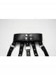 Black Artificial Leather Sexy Hollow Design Skull Studs D-Ring Buckle Chains Rock Punk Bustier