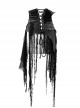 Leather Patchwork Vintage Distressed Belted Irregularly Lace Hem Black Punk Corset