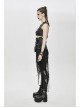 Leather Patchwork Vintage Distressed Belted Irregularly Lace Hem Black Punk Corset