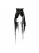 Leather Patchwork Vintage Distressed Belted Irregularly Lace Hem Black Punk Corset