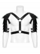 Black Artificial Leather Warrior Punk Men Double-Shoulder Armor Harness Two-Piece Set