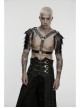Black Artificial Leather Warrior Punk Men Double-Shoulder Armor Harness Two-Piece Set