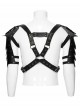 Black Artificial Leather Warrior Punk Men Double-Shoulder Armor Harness Two-Piece Set