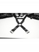 Black Artificial Leather Warrior Punk Men Double-Shoulder Armor Harness Two-Piece Set