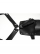 Black Artificial Leather Warrior Punk Men Double-Shoulder Armor Harness Two-Piece Set