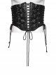 Black Artificial Leather Side Drawstrings Multi-Leather Straps Dark Knight Vibe Metal Punk Men Corset