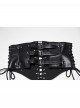 Black Artificial Leather Side Drawstrings Multi-Leather Straps Dark Knight Vibe Metal Punk Men Corset