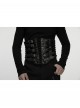 Black Artificial Leather Side Drawstrings Multi-Leather Straps Dark Knight Vibe Metal Punk Men Corset