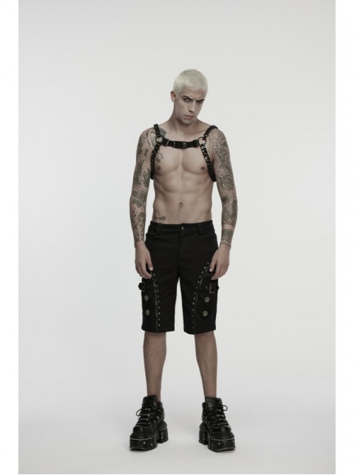 Black Metal Thick Chains Rugged Charm Punk Men Harness