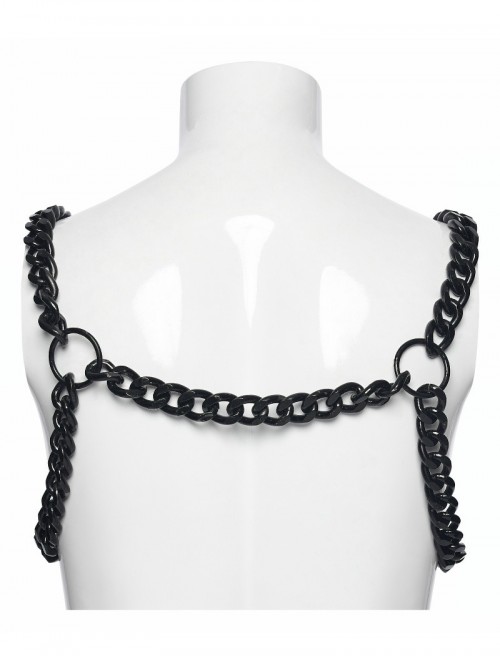 Black Metal Thick Chains Rugged Charm Punk Men Harness