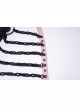 Black Skull Drooping Chains Pink Bat Bow Straps Rebellious Punk Chest Chain