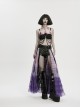 Black Skull Drooping Chains Pink Bat Bow Straps Rebellious Punk Chest Chain