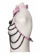 Black Skull Drooping Chains Pink Bat Bow Straps Rebellious Punk Chest Chain