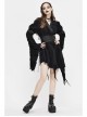 Rags Faded Long Sleeve Lace-Up Asymmetric Mesh Hem Black Punk Kimonos Dress