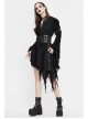 Rags Faded Long Sleeve Lace-Up Asymmetric Mesh Hem Black Punk Kimonos Dress