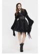 Rags Faded Long Sleeve Lace-Up Asymmetric Mesh Hem Black Punk Kimonos Dress