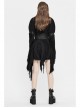 Rags Faded Long Sleeve Lace-Up Asymmetric Mesh Hem Black Punk Kimonos Dress