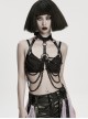 Black Bat Bow Straps Skull Drooping Chains Rebellious Punk Chest Chain