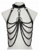 Black Bat Bow Straps Skull Drooping Chains Rebellious Punk Chest Chain