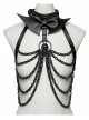 Black Bat Bow Straps Skull Drooping Chains Rebellious Punk Chest Chain