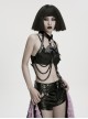 Black Bat Bow Straps Skull Drooping Chains Rebellious Punk Chest Chain