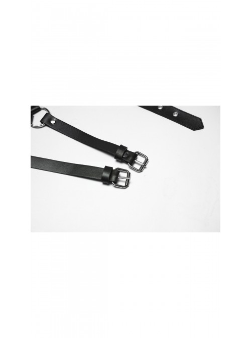 Black Versatile Style Artificial Leather Metal Rebellion Skulls Rivets Punk Leg Harness