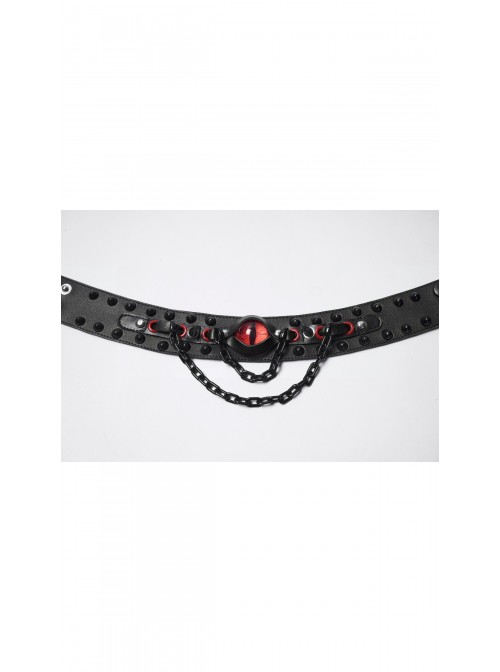 Black Red Demon's Eye Spikes Rivets Chain Punk Choker