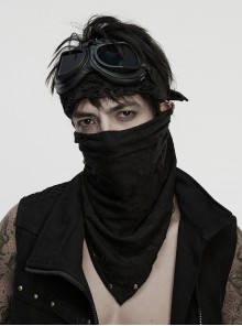 Black Tattered Knitted Wasteland Rivets Decoration Punk Men Bandana