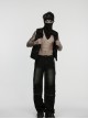 Black Tattered Knitted Wasteland Rivets Decoration Punk Men Bandana