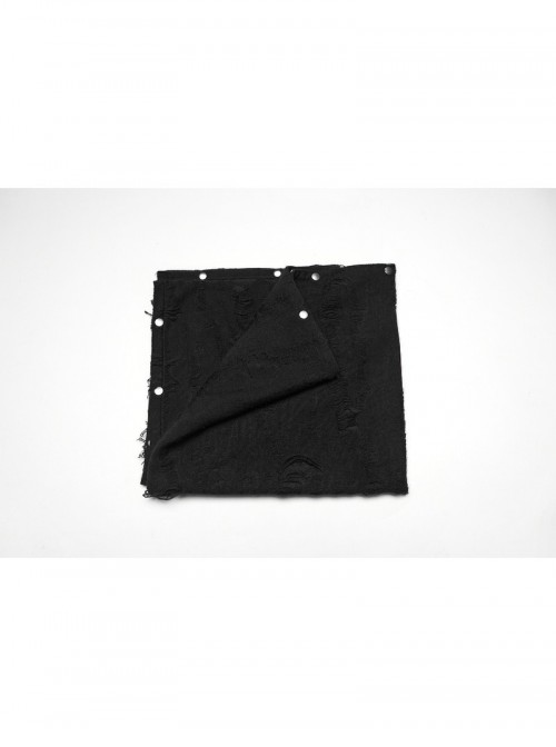 Black Tattered Knitted Wasteland Rivets Decoration Punk Men Bandana