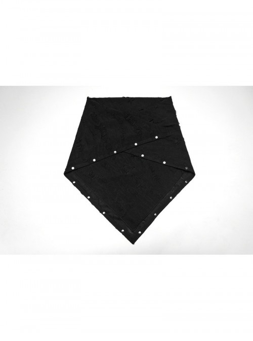 Black Tattered Knitted Wasteland Rivets Decoration Punk Men Bandana