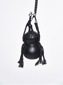 Black Braided Tassels Chains Gourd Shaped Gothic Mini Bag