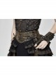 Brown Striped Leather Belt Lace-Up Asymmetric Lace Hem Black Punk Skirt