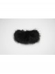 Black Mesh Elegance Detachable Fluffy Cuffs Dark Demon Fingers Gothic Long Gloves