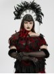 Black Mesh Elegance Detachable Fluffy Cuffs Dark Demon Fingers Gothic Long Gloves