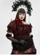 Black Mesh Elegance Detachable Fluffy Cuffs Dark Demon Fingers Gothic Long Gloves