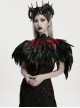Black Delicate Lace Red Gorgeous Feather Nobility Gothic Reversible Shawl