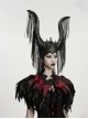 Black Delicate Lace Red Gorgeous Feather Nobility Gothic Reversible Shawl