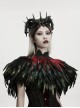Black Delicate Lace Red Gorgeous Feather Nobility Gothic Reversible Shawl