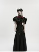 Black Delicate Lace Red Gorgeous Feather Nobility Gothic Reversible Shawl