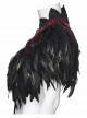 Black Delicate Lace Red Gorgeous Feather Nobility Gothic Reversible Shawl