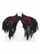 Black Delicate Lace Red Gorgeous Feather Nobility Gothic Reversible Shawl