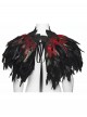 Black Delicate Lace Red Gorgeous Feather Nobility Gothic Reversible Shawl