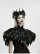 Black Lace Neck Gorgeous Feather Nobility Gothic Reversible Shawl